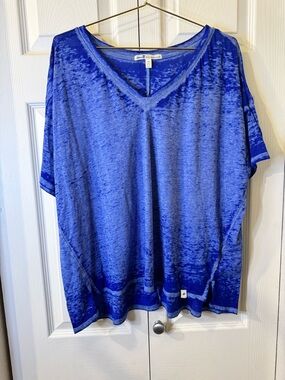 Seven7 Acid Washed Short Sleeve Top - Royal Blue